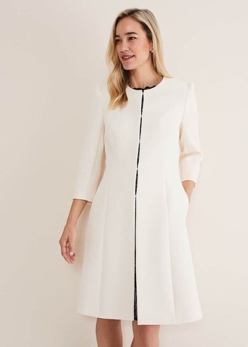 Phase Eight Venita Bow Long Jackets White Australia | JK0926781